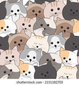 seamless pattern kawaii cute cats cartoon background