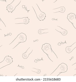 seamless pattern of kawaii cute doodle cat animals background