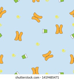Seamless pattern of kawaii deep fried dough stick with sweet sauce, design for fabric art, wall paper or paper business. Vector design.