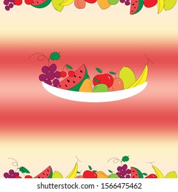 Seamless pattern of kawaii doodle of variety of fruit for wallpaper 