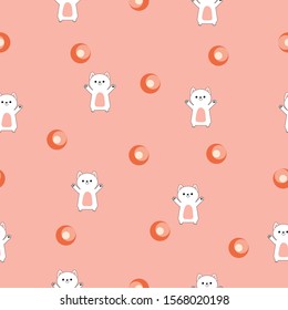 Seamless pattern of kawaii doodle white dog for wallpaper, paper business, fabric work, paper print, kids clothes. Vector design.
