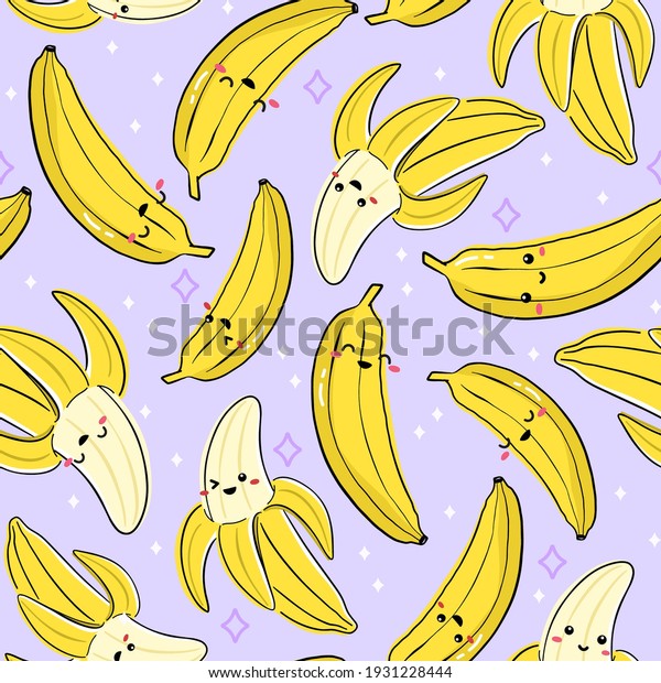 Seamless Pattern Kawaii Fruit Drawing Kids Stock Vector (Royalty Free ...