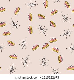 Seamless pattern with Kawaii pies. Vector.