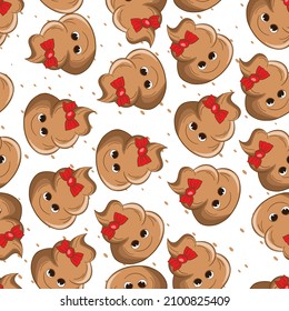 Seamless pattern with kawaii poop on white background. Cartoon poo, feces icons. Shit patterns, evil turd. Vector illustration for invitation, poster, card, fabric, textile. Doodle style.