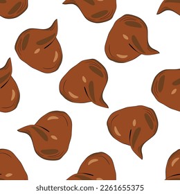 Nahtloses Muster mit Kawaii-Tops auf weißem Hintergrund. Cartoon-Poo, Faeces-Symbole. Scheiße Muster, böse Krümmung. Vektorgrafik für Einladung, Poster, Karte, Stoff, Textilien. Doodle-Stil.