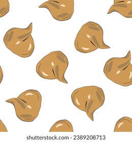 Patrón sin foco con popó kawaii sobre fondo blanco. Poo de dibujos animados, íconos de heces. Patrones de mierda, malvado turbio. Ilustración vectorial para invitación, afiche, tarjeta, tela, textil. Estilo Doodle.