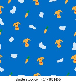 Seamless pattern of kawaii rabbit and carrot for paper business, fabric or background and wallpaper artwork. Vector design.