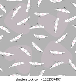 Seamless pattern of kawaii sleeping rabbits for background, paper print, fabric or ornament business. Vector design. 