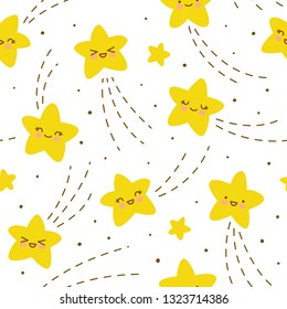 Seamless pattern with kawaii stars