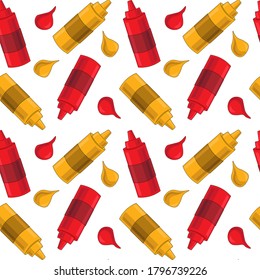 Patrón sin problemas con ketchup y mostaza