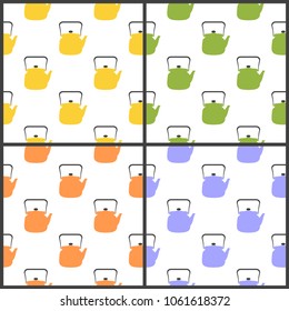 
seamless pattern with kettles on a white background