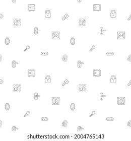 Seamless pattern with Key and Lock icon on white background. Included the icons door handle, knob, keyhole, safety, entrance, closed, protection, private, security and other.