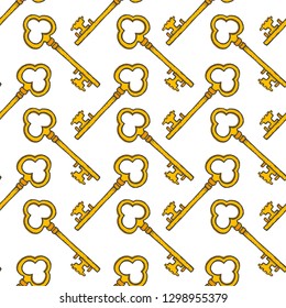 Seamless pattern key magic illustration. Mystical symbol.Beautiful t-shirt design boho style.Vintage hand drawn. Vector illustration.