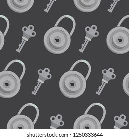 Seamless pattern with key vector. locks and keys background.