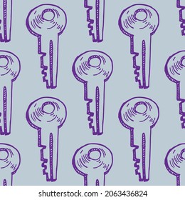 Seamless pattern of keys. hand drawn vector illustration for print or web design