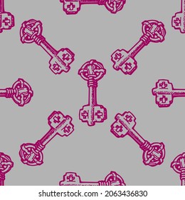 Seamless pattern of keys. hand drawn vector illustration for print or web design
