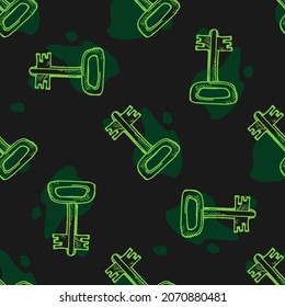 Seamless pattern of keys. hand drawn vector illustration for print or web design