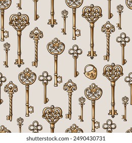 Seamless pattern with keys. Vector