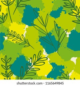 seamless pattern in khaki style with leaves