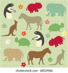 Seamless pattern for kids, abstract natural animal pattern