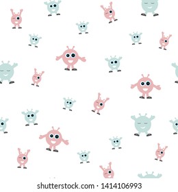 seamless pattern for kids c crazy cartoon cute alien monster on white background for print and textile