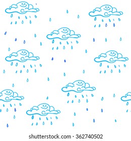 seamless pattern for kids with clouds and drops. vector eps 8