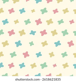 padrão sem costura para crianças. colorido repetição de forma cruzada sobre fundo de marfim-creme. padrão de várias cores para moda, embalagem, impressão em tecidos, papel de parede e superfície.