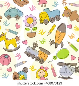 seamless pattern with  kids' drawings - vector illustration, eps 