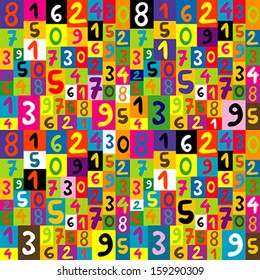 Seamless pattern for kids with numbers