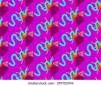 Seamless pattern of kids, snake with grapes and sunshine