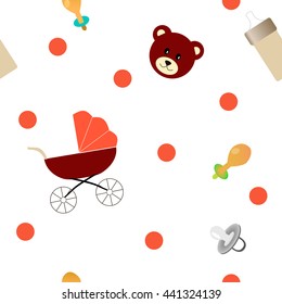 Seamless pattern with kids stuff. Abstract print template for fabric and paper.