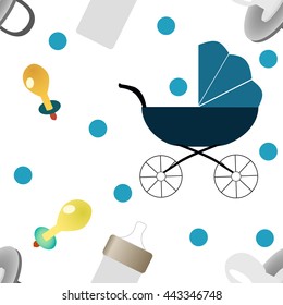 Seamless pattern with kids stuff. Abstract print template for fabric and paper.