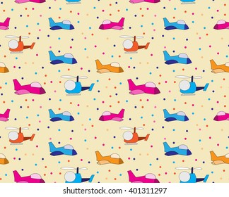 Seamless pattern of kids' transport, for packaging, tissue