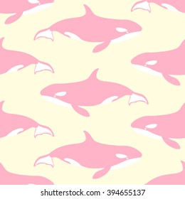Seamless pattern with killer whales. Vector illustration.
