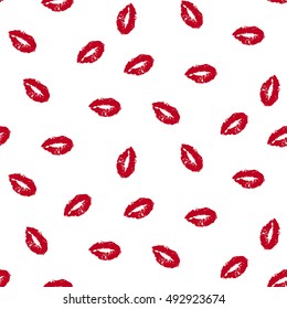 Seamless pattern. Kiss prints on white background for wrapping paper, textile, web design.
