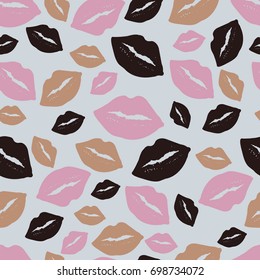 Seamless pattern with kisses. Can be used for design of wrapping paper,textile, blog decoration, banner, poster,or romantic greeting card.Vector illustration.