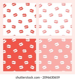 Patrón sin foco con besos o labios. Ideal para imprimir sobre papel envolvente, postales, papel pintado. Postal para el día mundial de besos o el día de San Valentín. Ilustración del vector