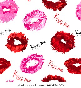 Seamless pattern with kisses. Vector illustration.