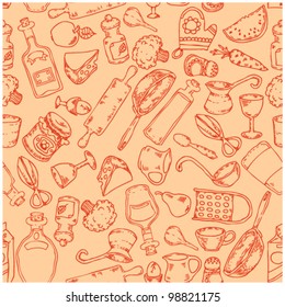 seamless pattern with kitchen accessories