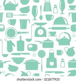 seamless  pattern with kitchen flat icons