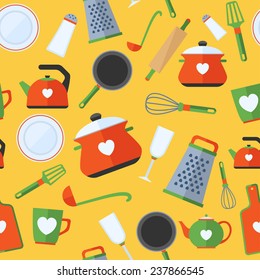 seamless pattern with kitchen items. 