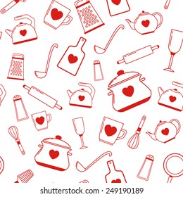 seamless pattern with kitchen items. 