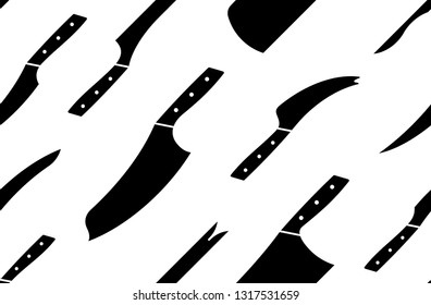 Seamless pattern with kitchen knives