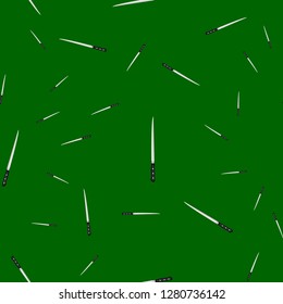 Seamless pattern of kitchen knives on a colored background. Vector illustration in 3d style