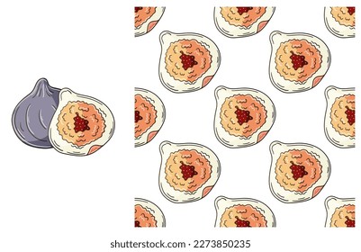 Seamless pattern for kitchen, restaurant or shop. Set in hand draw style