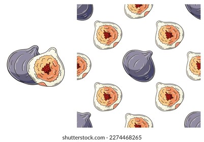 Seamless pattern for kitchen, restaurant or shop. Set in hand draw style