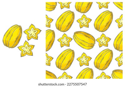 Seamless pattern for kitchen, restaurant or shop. Set in hand draw style