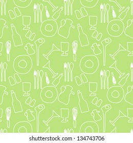 Seamless pattern, kitchen utensils, kitchenware,vector