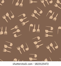 Patrón sin soldadura para utensilios de cocina, escaleras, horquillas. Cocinando, comiendo. Fondo de mano para tela de cocina, diseño textil, papel tapiz y otras superficies