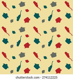 Seamless pattern with kitchen utensils, vector illustration